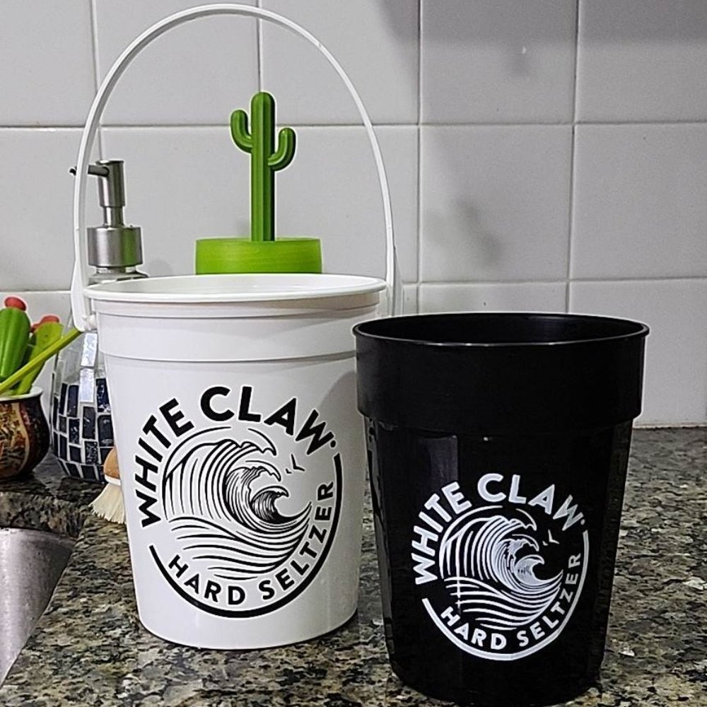 White Claw cup and small bucket